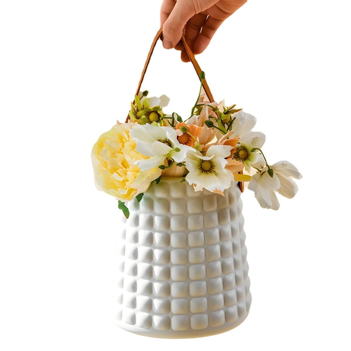 Florero Decorativo Modelo Primavera Cuadros Blanco