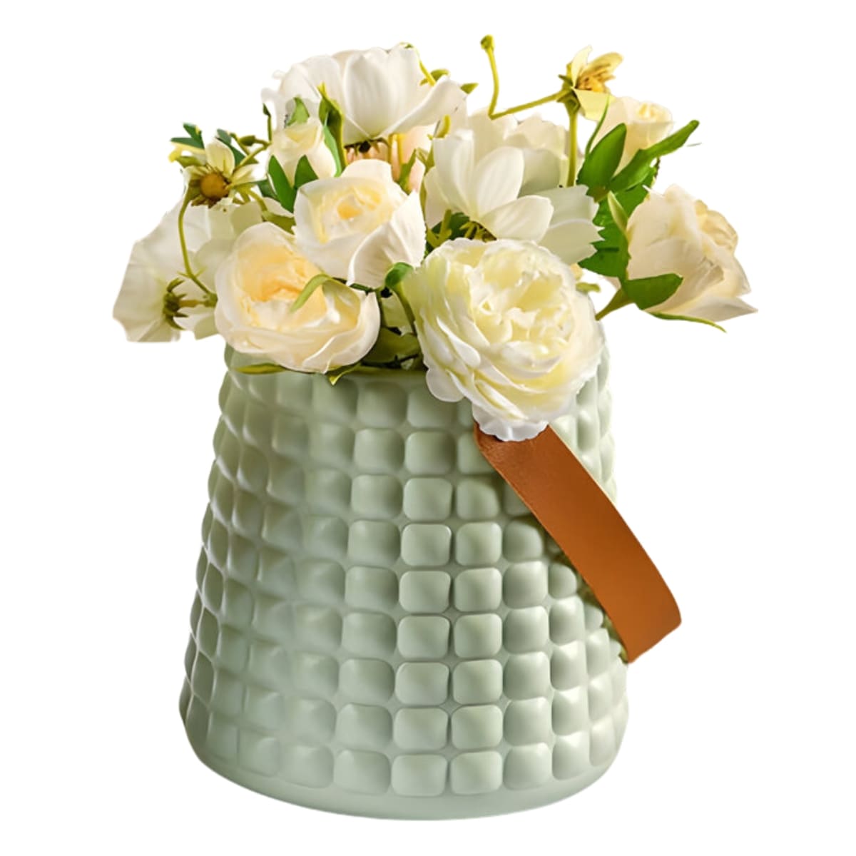 Florero Decorativo Modelo Primavera Cuadros Verde