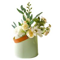 Florero Decorativo Modelo Primavera Lineal Verde Pastel