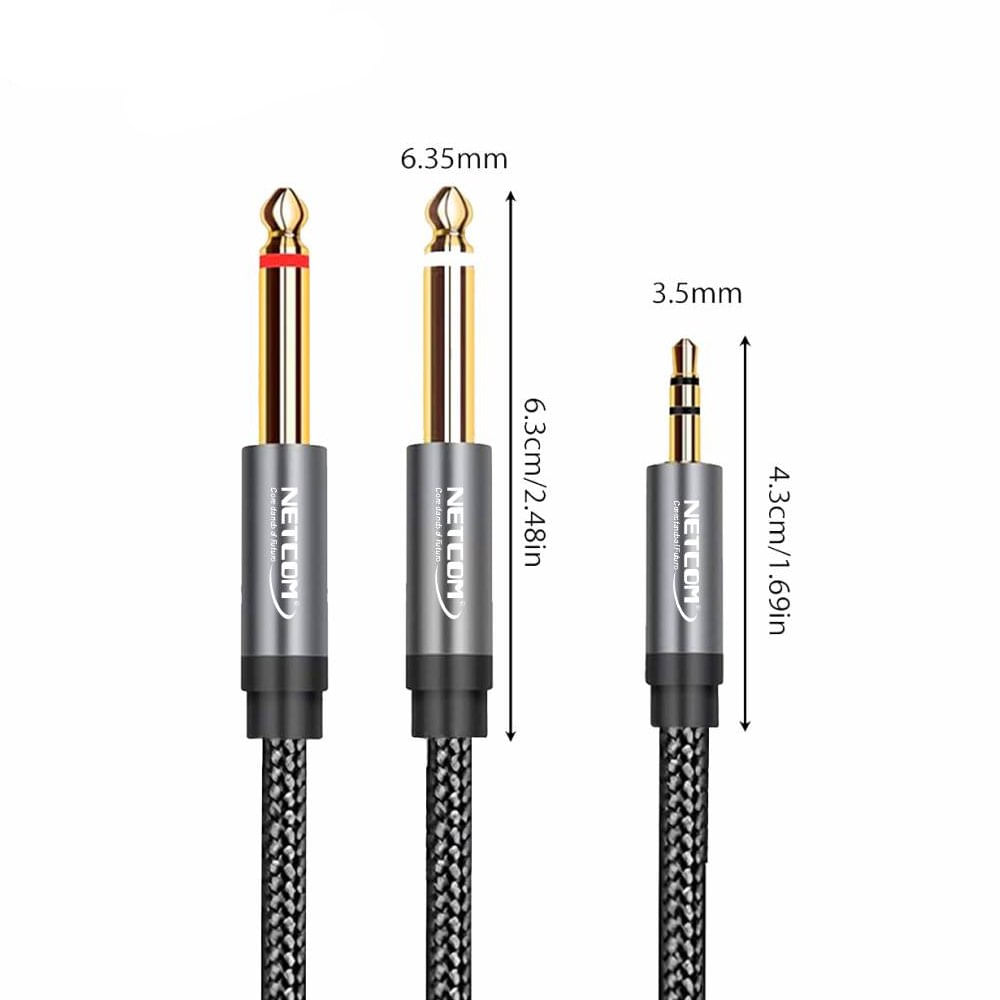Cable de Audio 1 plug 3.5mm Macho a 2 plug 6.35mm Macho 5 Mts