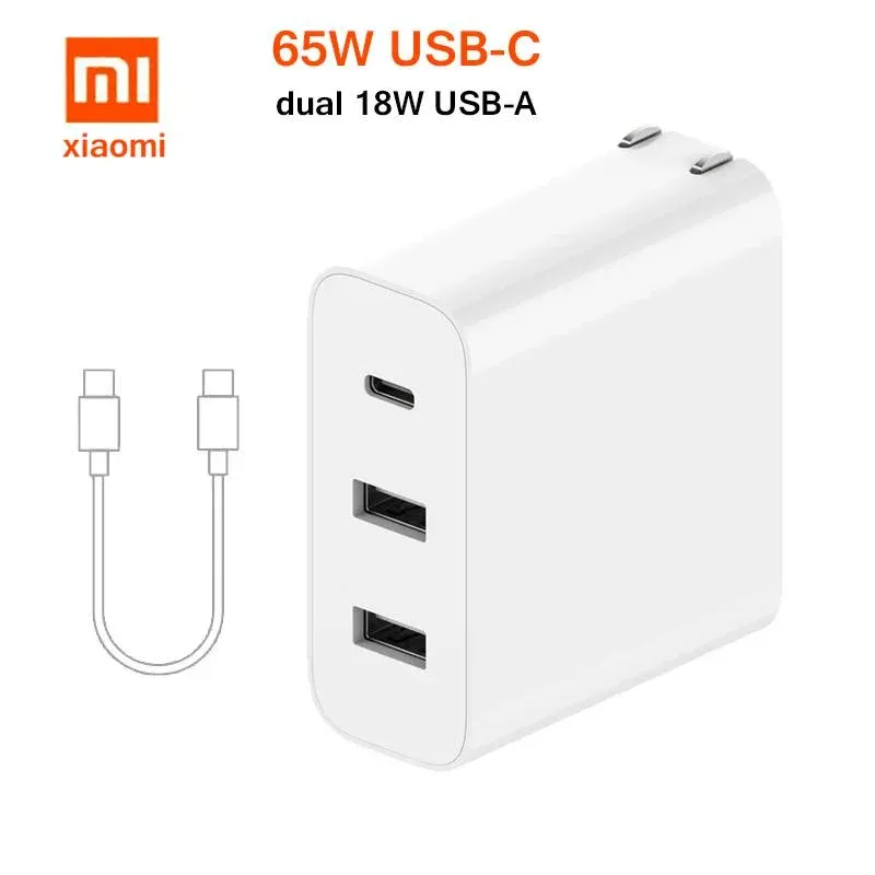 CARGADOR XIAOMI 65W 3 PUERTOS 2A1C + CABLE TIPO C A C