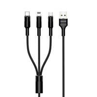 Cable celular USB 3 En 1 lightning / Micro / Type-C Negro