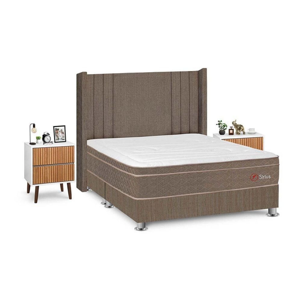 Juego de Dormitorio Forli Sirius Queen Marrón + Velador Milan