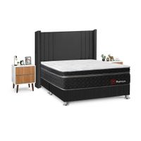 Juego de Dormitorio Forli Platinium Queen Gris + Velador Milan