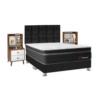 Juego de Dormitorio Forli Platinium Queen + Velador Repisa Fashion