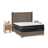 Juego de Dormitorio Forli Platinium King Marrón + Velador Milan