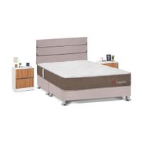 Juego de Dormitorio Forli Capella Queen Beige + Velador Roma