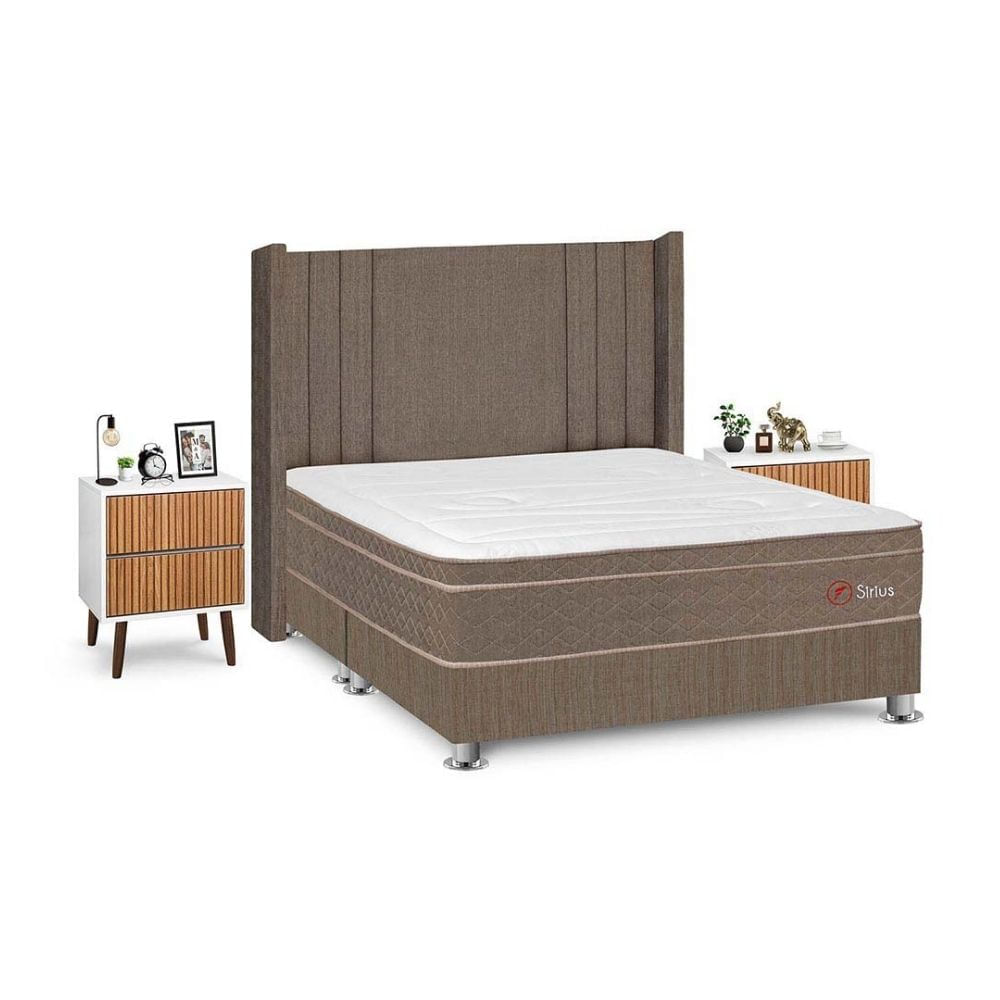 Juego de Dormitorio Forli Sirius King Marrón + Velador Milan