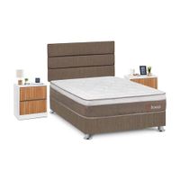 Juego de Dormitorio Forli Boreal 2 Plazas Marrón + Velador Roma