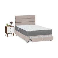 Juego de Dormitorio Forli Polaris Beige con Cajones 2 Plazas + Velador For