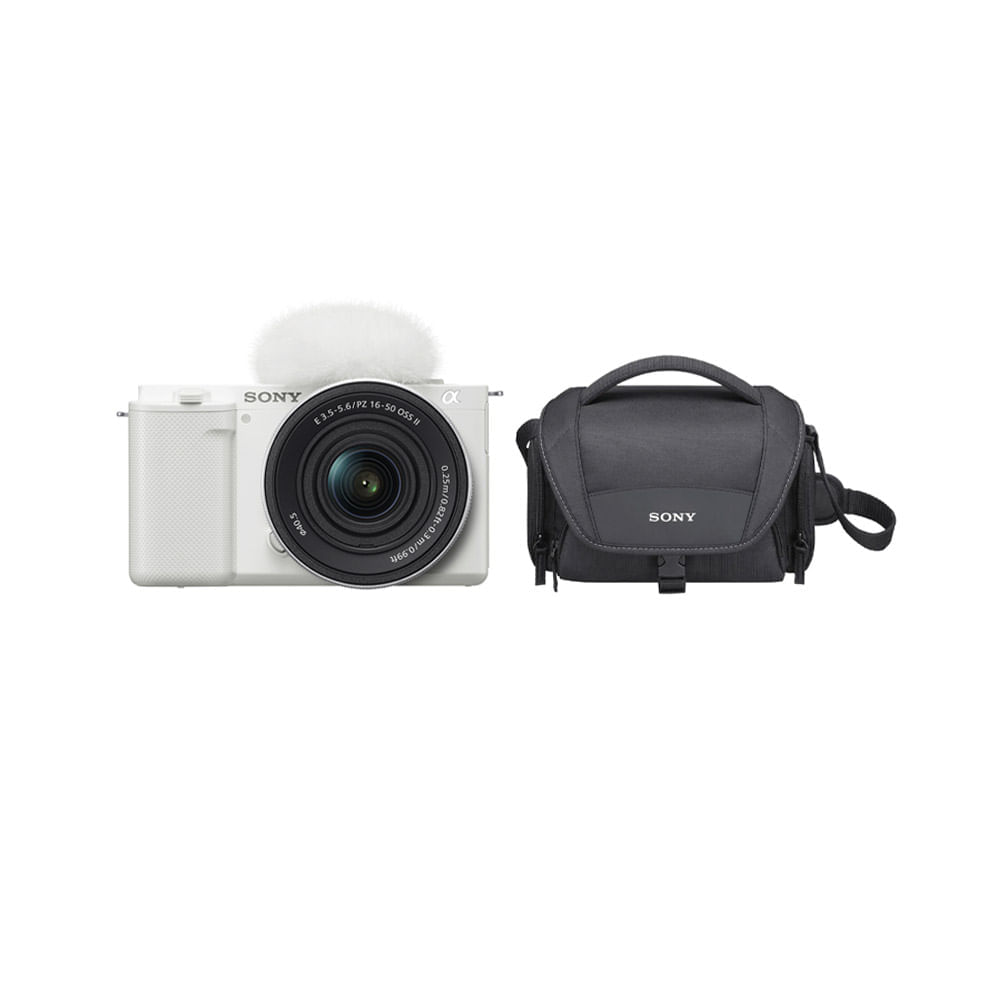 Combo: Cámara digital Alpha para vlogs APS-C con lente SELP16502 + Funda De Transporte LCS-U21