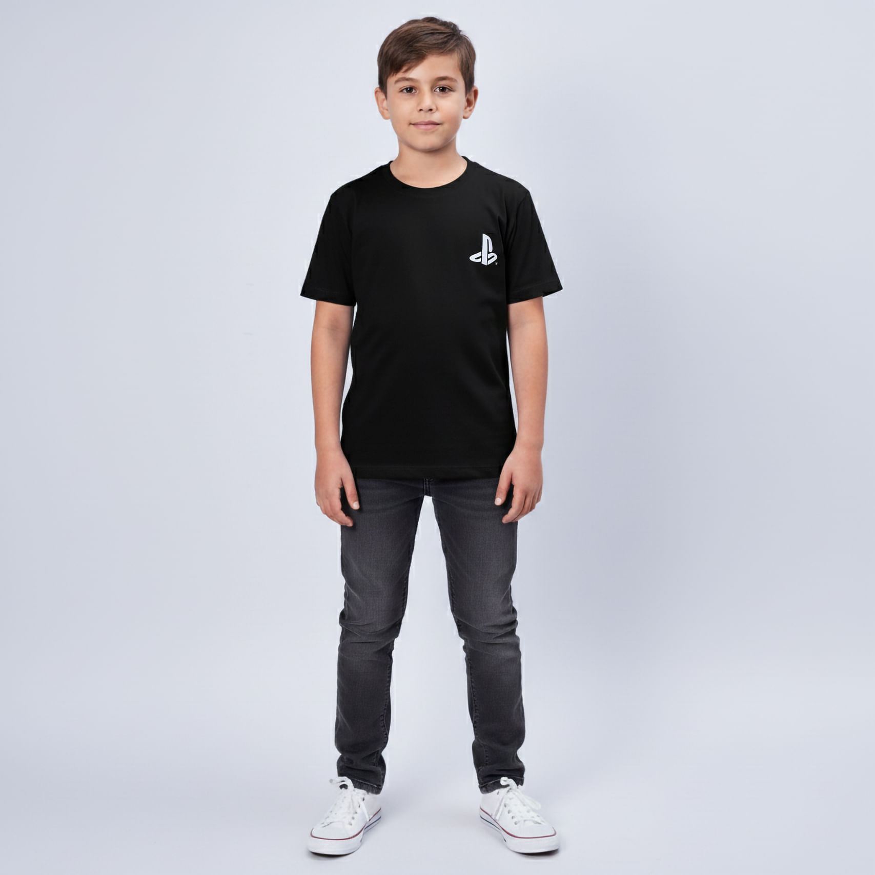 Polo Negro Botones Niño