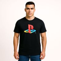 Polo Negro Logo PlayStation Caballero