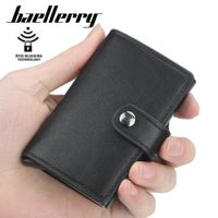 Billetera Hombre RFID con Aluminio Anti Escaneo Tarjetero de Cuero con Broche
