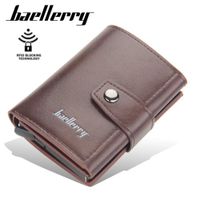 Billetera Antirrobo Hombre RFID de Cuero Tarjetero Billetera Baellerry- Marrón Oscuro