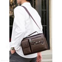 Morral Hombre Cuero Impermeable Weixier Porta Tablet - Marrón Oscuro