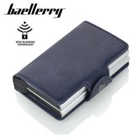 Billetera Cuero para Hombre Tarjetero con Protección RFID Capacidad 14 Tarjetas - Azul