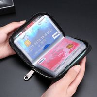 Tarjetero Billetera Hombre de Cuero Portatarjetas RFID Antirrobo - Negro