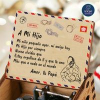 CAJA MUSICAL REGALO DE PAPÁ A HIJO CON DEDICATORIA RECUERDOS PARA HIJOS NAVIDAD CUMPLEAÑOS