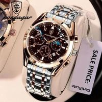 RELOJ HOMBRE ACERO INOXIDABLE ANÁLOGO POEDAGAR 816 CUARZO NEGRO MODA HOMBRE