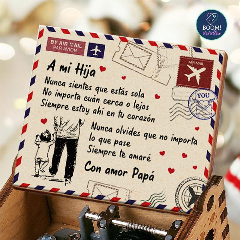 CAJA MUSICAL REGALO DE PAPÁ A HIJA CON DEDICATORIA RECUERDOS PARA HIJOS