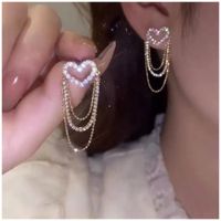 Aretes Largos para Mujer de Corazón Colgantes Dorado Joyería de Moda