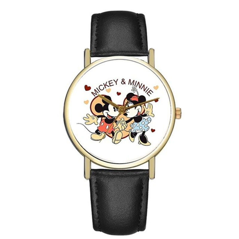 RELOJ MICKEY MINNIE MOUSE PARA MUJER QUARTZ ENAMORADOS NEGRO