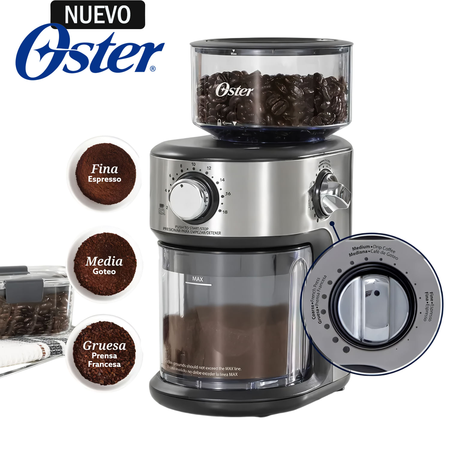 Molinillo de Café Oster Automático 18 Configuraciones de Molienda BVSTBMH24