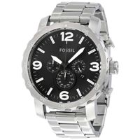Reloj Fossil Nate JR1353 Fecha Cronometro Acero Plateado Negro