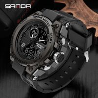 Reloj Hombre Deportivo Análogo Digital  Impermeable con Cronógrafo Militar Resistente al Agua -Negro