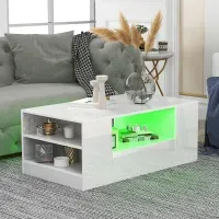 Mesa de Centro TU MESITA Mistic luz LED 1 cajón color Blanco