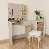 Tocador Multiusos TU MESITA Pierin color Roble con Espejo 1 cajón