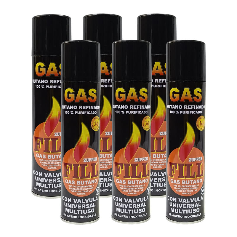 Gas Butano Ultra Refinado Recarga Todo Tipo Encendedores X6