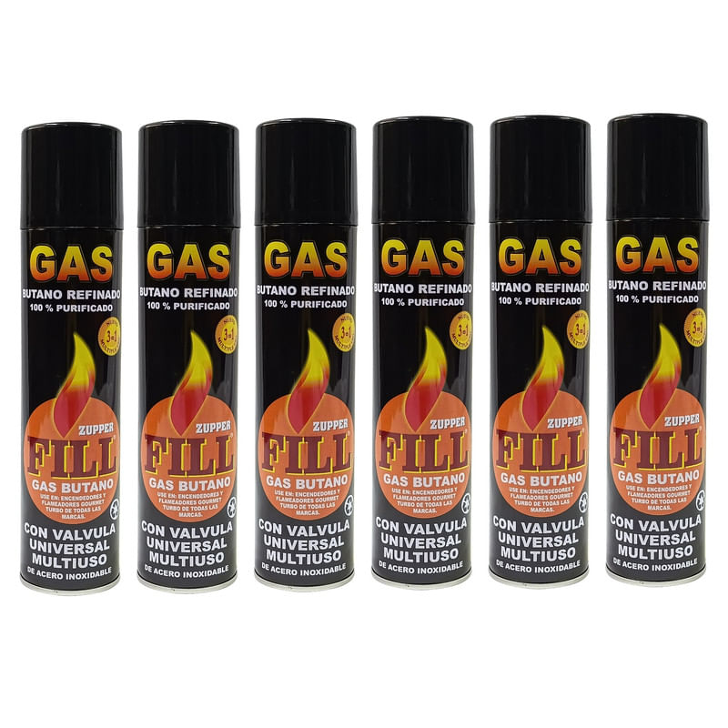 Gas Butano Refinado Recarga Todo Tipo Encendedores X6 Und