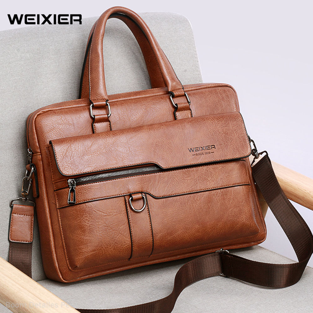 Maletin de Cuero para Hombre Bolso Ejecutivo Weixier Marrón