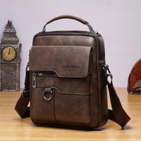 Morral Hombre Cuero Bandolera Impermeable Weixier Color Café