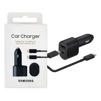 Cargador de auto Samsung con doble salida 45w/15w color negro