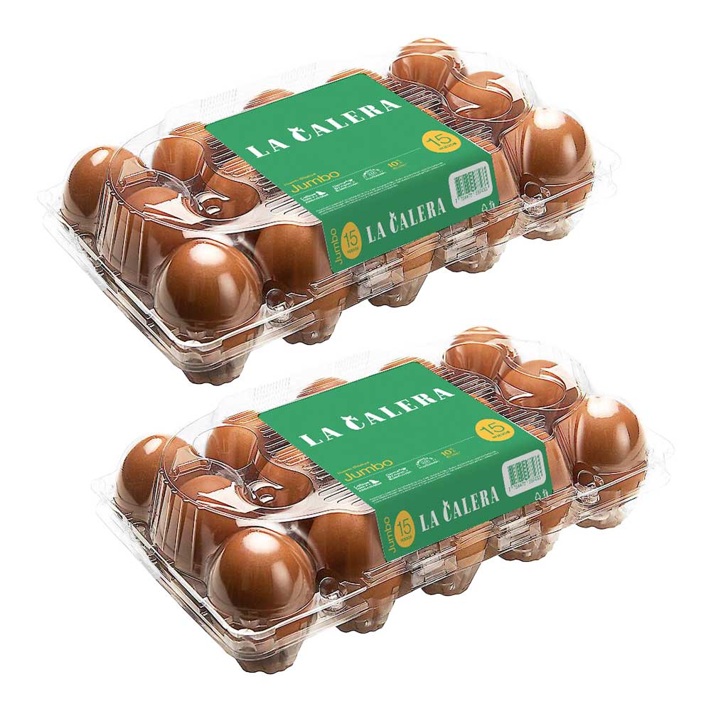 Pack Huevos de Gallina LA CALERA Pardos Jumbo Bandeja 15un x 2un
