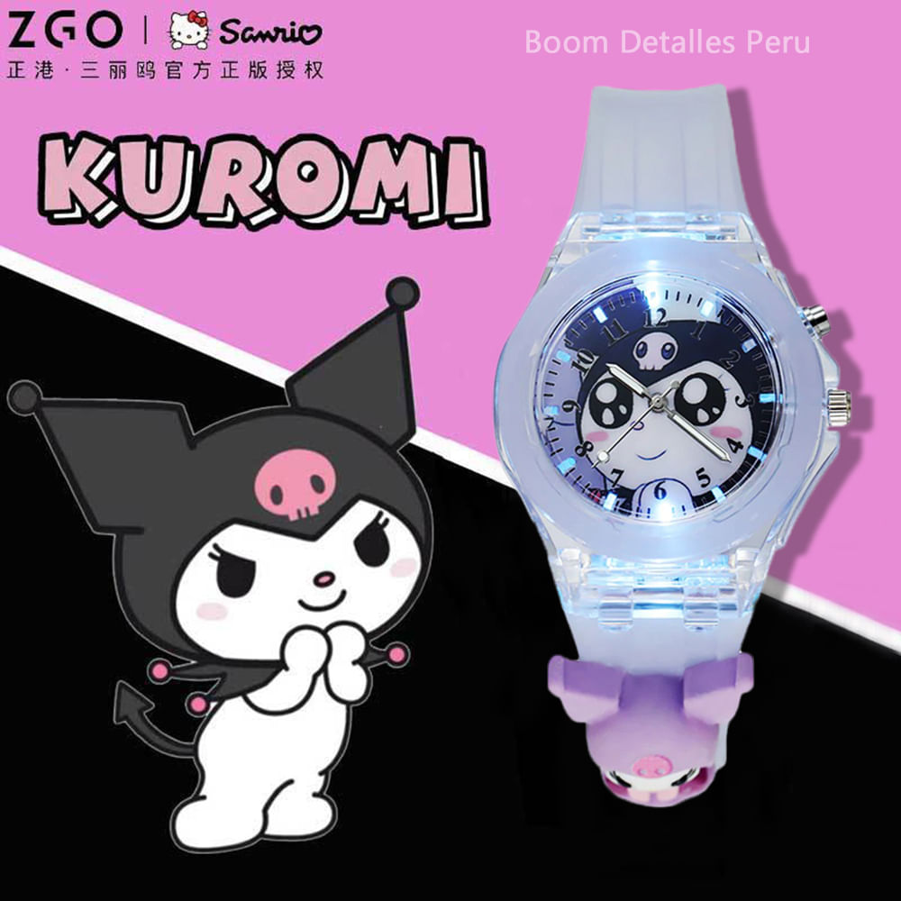 Reloj Kuromi Hello Kitty para Mujer Niña Quartz con Luces Moda Kawaii