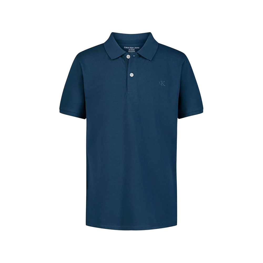Polo Corto Calvin Klein Azul Acero Infantil Talla 8