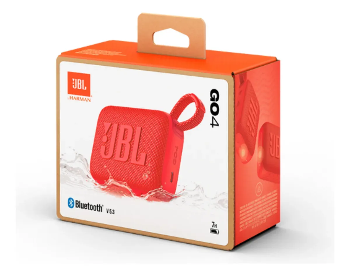JBL Go 4 Parlante Bluetooth 5.3 Portatil Acuatico IPX67 Extra Bass Color Rojo