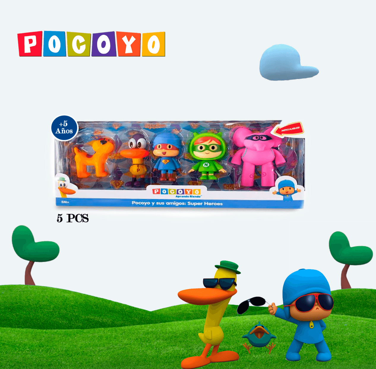Set de Figuras Articulables Pocoyo y sus Amigos 5pcs