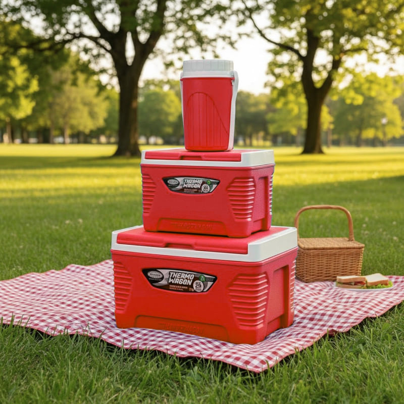 Set Coolers Thermo Wagon 14, 5 y 1.5L – Ideal para la Playa Rojo