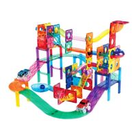 Bloques Magnéticos 3 en 1 - Pista de Canicas y Autos de 108 piezas - Juego STEM Educativo  para Niño