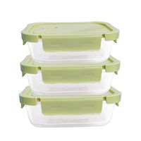 Taper De Vidrio 700ml Hermético y Práctico 3 Unidades Verde