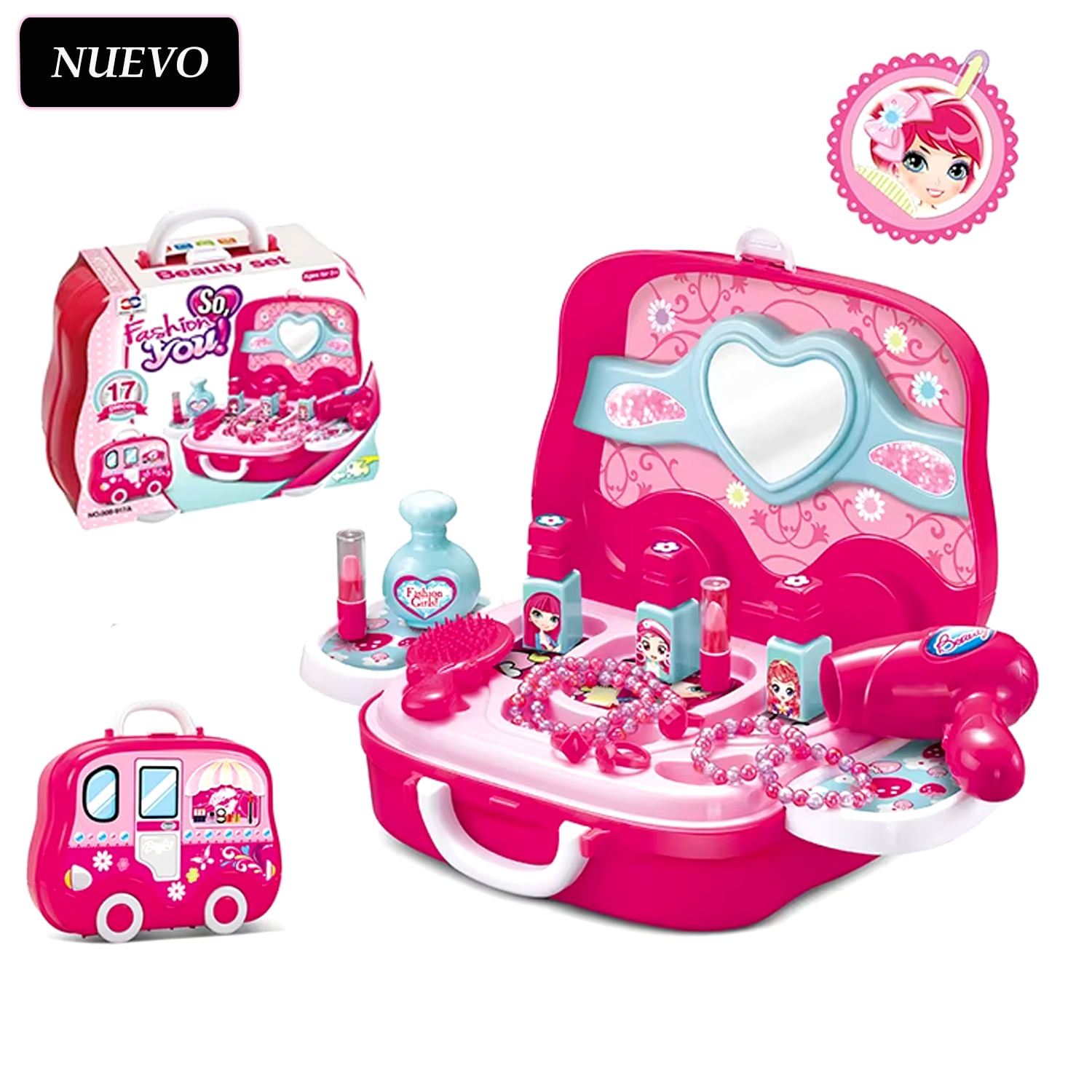 Juguete Set de Belleza Lonchera con Rueda 2 en 1 008-917A