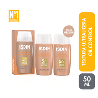 Duo Fotoprotector Isdin Fusion Water Magic Color Medium Oil Control SPF 50+ 50ml