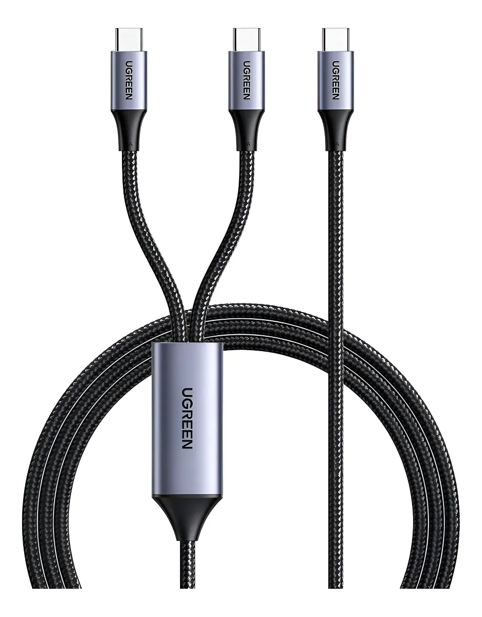 Cable Ugreen C Rápida Usb-c A Usb-c 2 In1 100w Us561 - Color Negro
