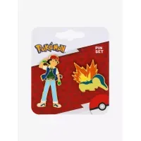 Pokemon Ash & Cyndaquil Enamel Pin Set