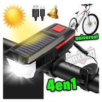 LUZ SOLAR CON CLAXON ELECTRONICO RECARGABLE PARA BICICLETA